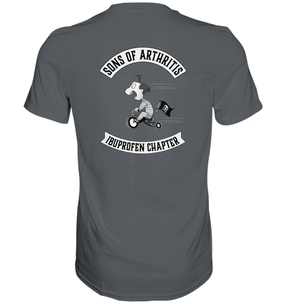 Sons of Arthritis - Ibuprofen Chapter Premium unisex shirt. Motiv Rückseite.