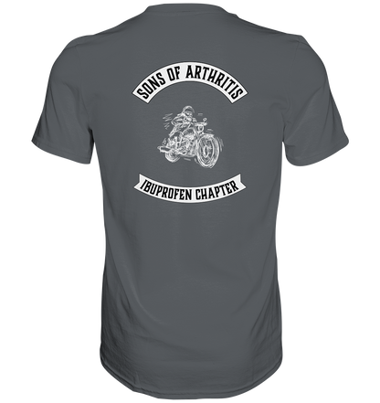 Sons of Arthritis - Ibuprofen Chapter Premium unisex shirt. Motiv Rückseite.