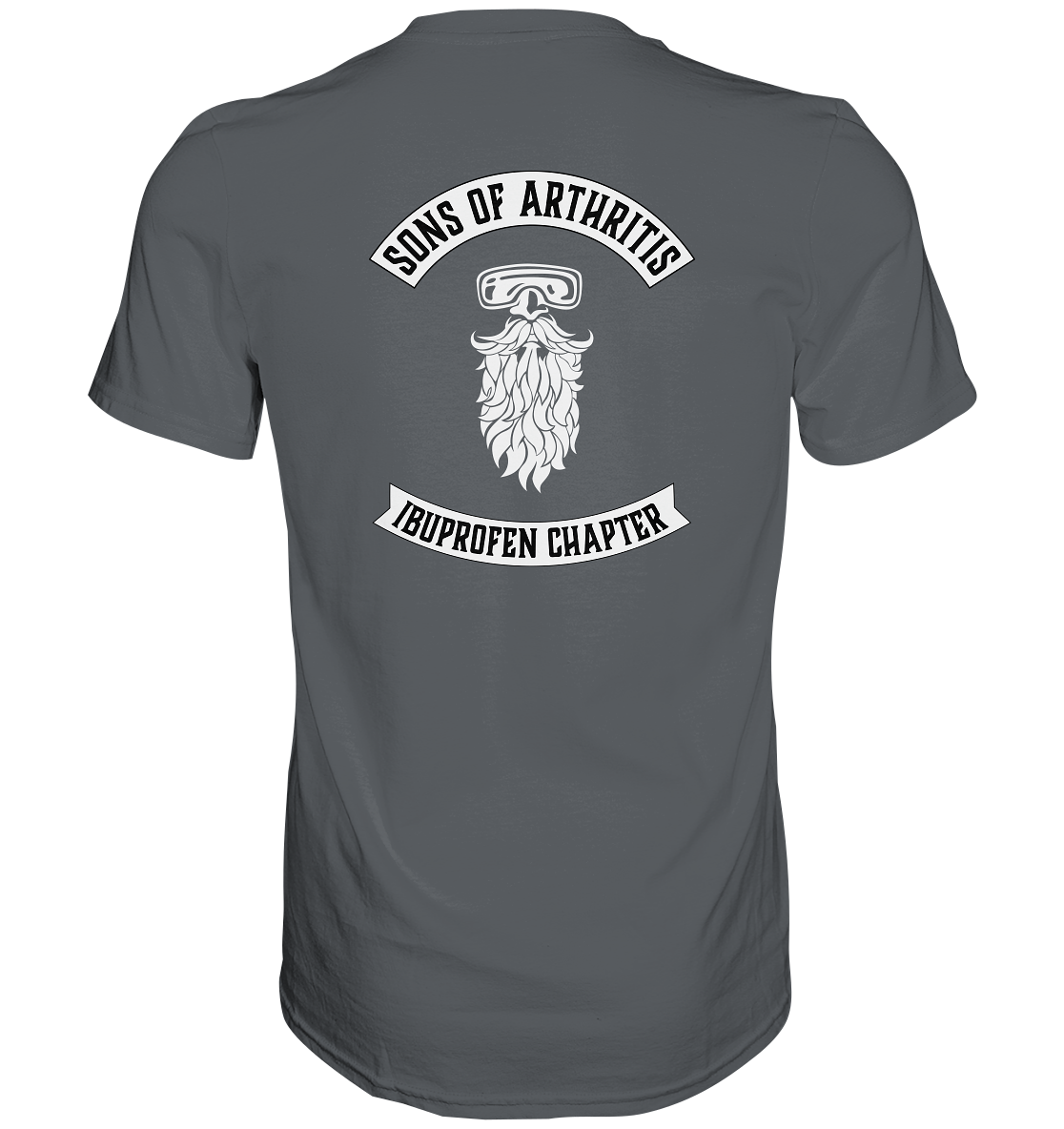 Sons of Arthritis - Ibuprofen Chapter Premium unisex shirt. Motiv Rückseite.