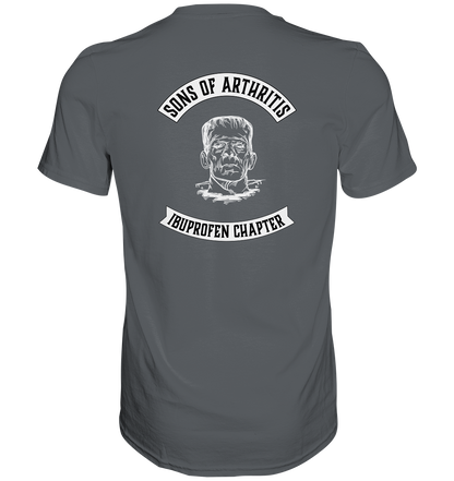 Sons of Arthritis - Ibuprofen Chapter Premium unisex shirt. Motiv Rückseite.