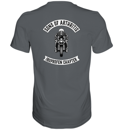 Sons of Arthritis - Ibuprofen Chapter Premium unisex shirt. Motiv Rückseite.