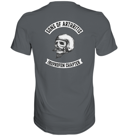 Sons of Arthritis - Ibuprofen Chapter Premium unisex shirt. Motiv Rückseite.