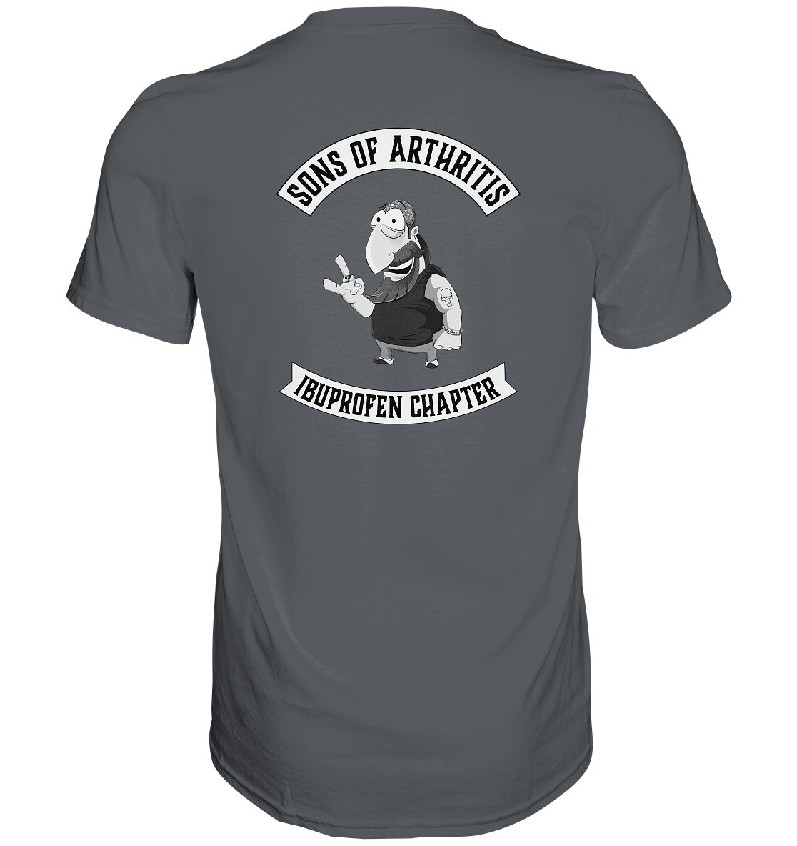 Sons of Arthritis - Ibuprofen Chapter Premium unisex shirt. Motiv Rückseite.