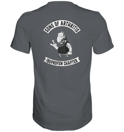 Sons of Arthritis - Ibuprofen Chapter Premium unisex shirt. Motiv Rückseite.