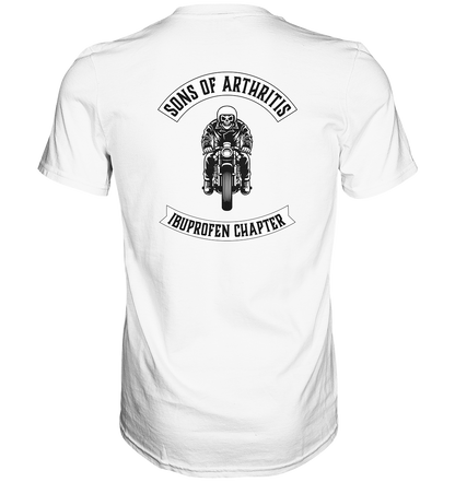 Sons of Arthritis - Ibuprofen Chapter Premium unisex shirt. Motiv Rückseite.