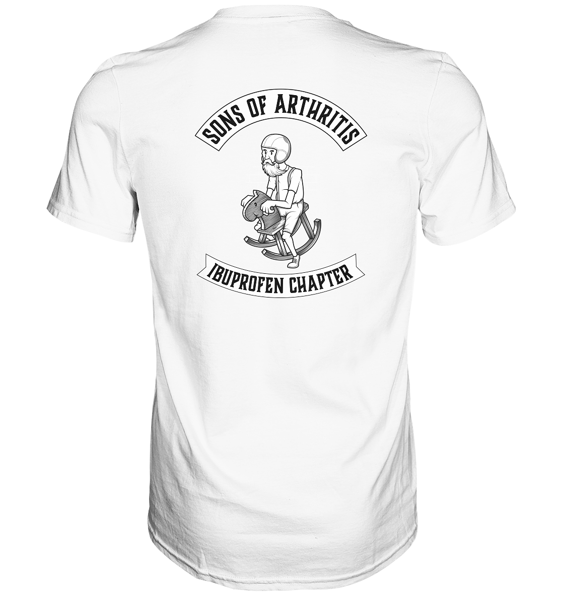 Sons of Arthritis - Ibuprofen Chapter Premium unisex shirt. Motiv Rückseite.