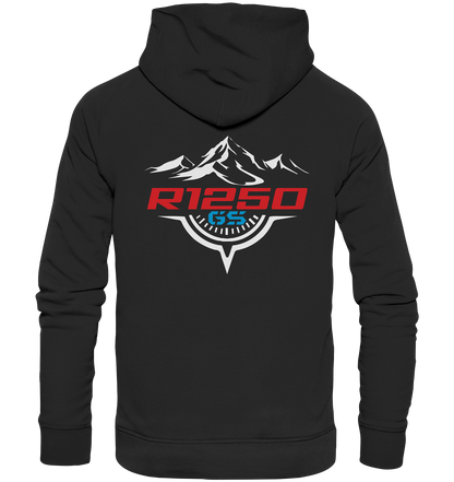 Motiv (hinten) R1250GS Berge und Kompass - Premium Unisex Hoodie