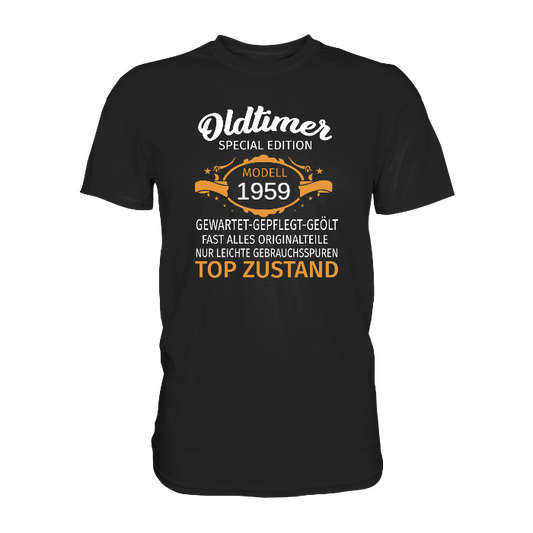 Personalisierbar - Oldtimer, gewartet, gepflegt, geölt - Premium unisex Shirt