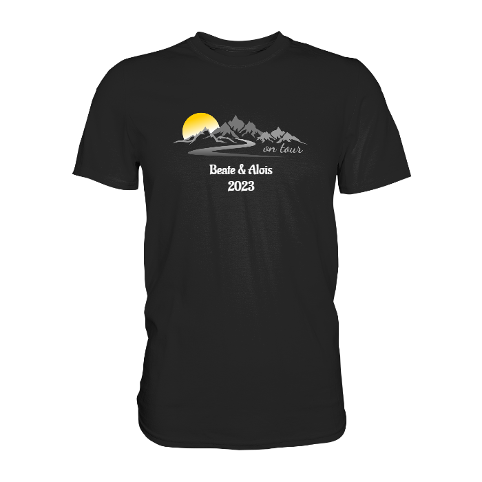 Personalisierbares Bikershirt mit Landschaft und Spruch "On-Tour" - Premium Shirt