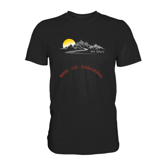Personalisierbares Bikershirt mit Landschaft und Spruch "On-Tour" - Premium Shirt