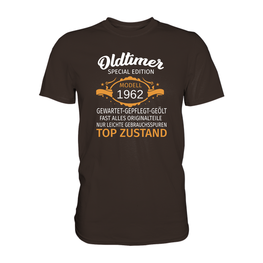 Personalisierbar - Oldtimer, gewartet, gepflegt, geölt - Premium unisex Shirt