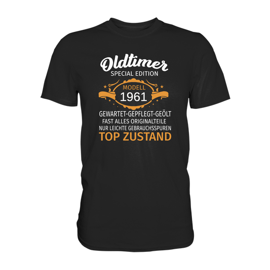 Personalisierbar - Oldtimer, gewartet, gepflegt, geölt - Premium unisex Shirt