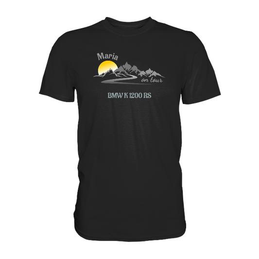 Personalisierbares Bikershirt mit Landschaft und Spruch "On-Tour" - Premium Shirt