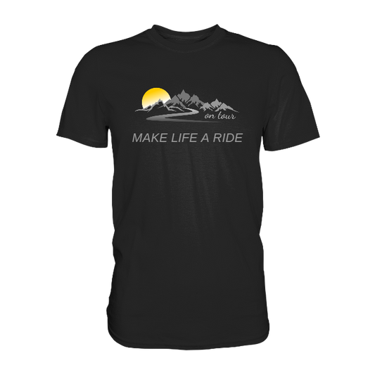 Personalisierbares Bikershirt mit Landschaft und Spruch "On-Tour" - Premium Shirt