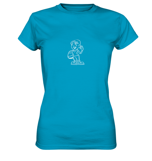 Motiv: Motorradfahrerin Cartoon (weiß) - Ladies premium Shirt - verschiedene Farben