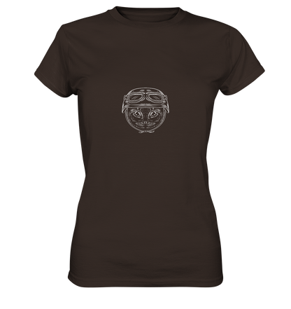 Katze mit Helm - Ladies Premium Shirt - verschiedene Farben