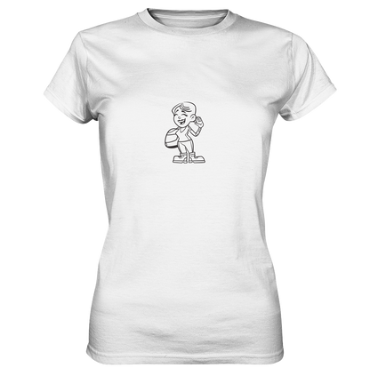 Motiv: Motorradfahrerin Cartoon (schwarz) - Ladies premium Shirt - verschiedene Farben