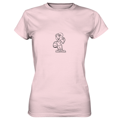 Motiv: Motorradfahrerin Cartoon (schwarz) - Ladies premium Shirt - verschiedene Farben