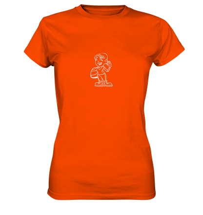 Motiv: Motorradfahrerin Cartoon (weiß) - Ladies premium Shirt - verschiedene Farben