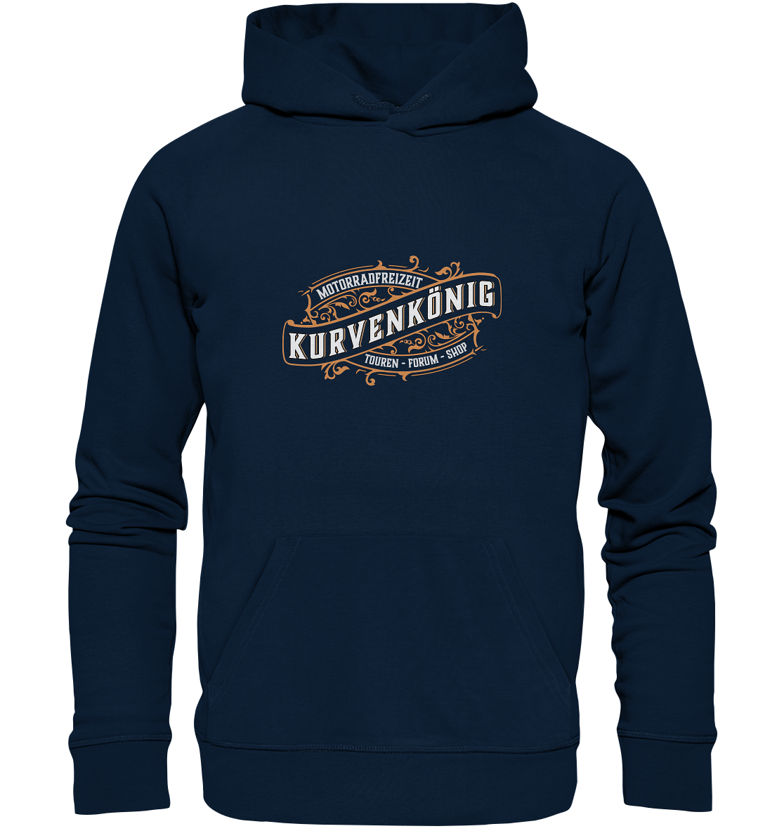 Kurvenkönig-Motorradfreizeit vorne plakativ - Organic Basic Hoodie - mehrere Farben