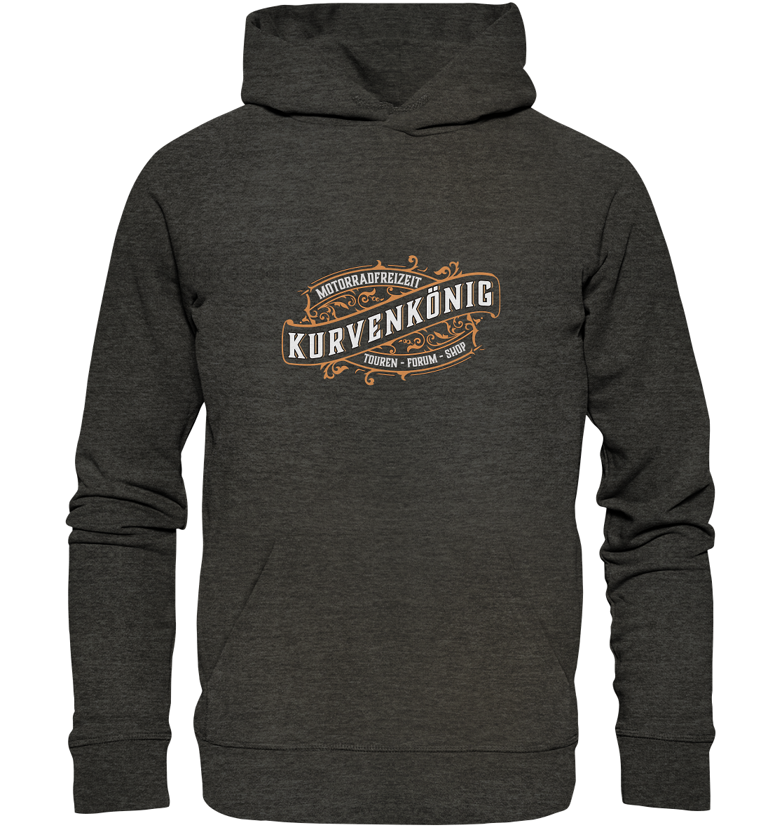 Kurvenkönig-Motorradfreizeit vorne plakativ - Organic Basic Hoodie - mehrere Farben