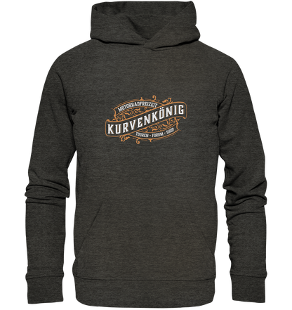 Kurvenkönig-Motorradfreizeit vorne plakativ - Organic Basic Hoodie - mehrere Farben