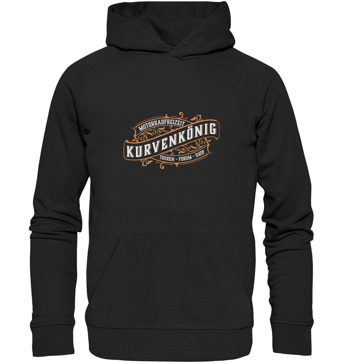 Kurvenkönig-Motorradfreizeit vorne plakativ - Organic Basic Hoodie - mehrere Farben