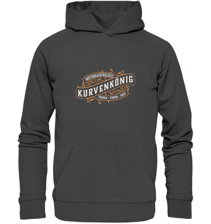 Kurvenkönig-Motorradfreizeit vorne plakativ - Organic Basic Hoodie - mehrere Farben