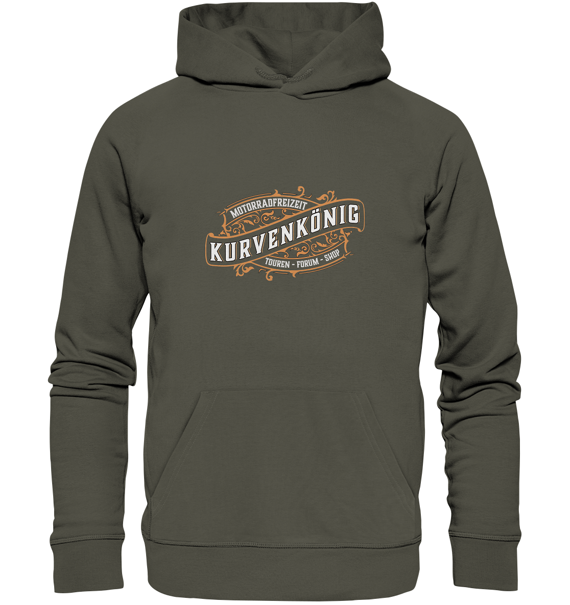 Kurvenkönig-Motorradfreizeit vorne plakativ - Organic Basic Hoodie - mehrere Farben