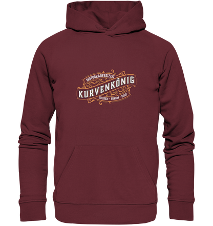 Kurvenkönig-Motorradfreizeit vorne plakativ - Organic Basic Hoodie - mehrere Farben