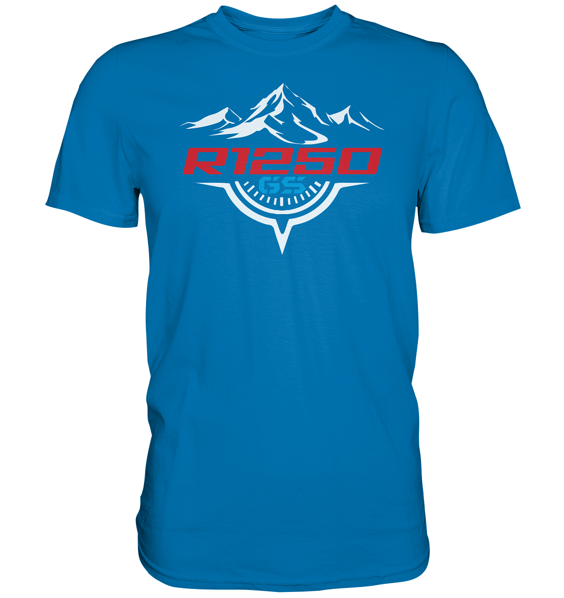 R1250GS mit Kompass und Bergen - Premium unisex Shirt