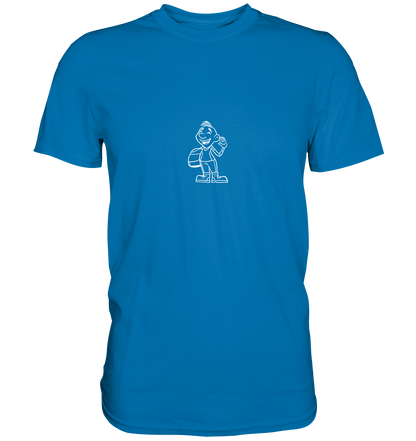 Motorradfahrer Cartoon Biky (weiß) - Premium Unisex Shirt - mehrere Farben