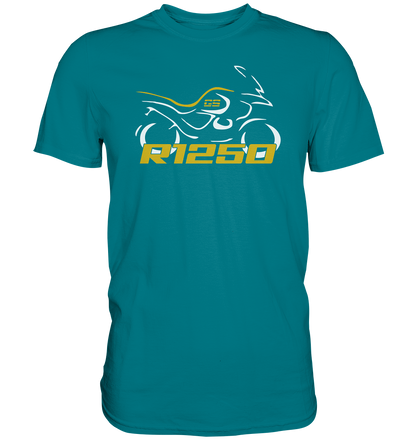 R1250GS stilisiertes Bike mit Schriftzug - Premium unisex Shirt