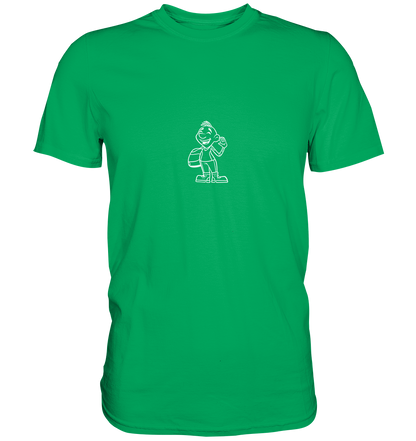 Motorradfahrer Cartoon Biky (weiß) - Premium Unisex Shirt - mehrere Farben