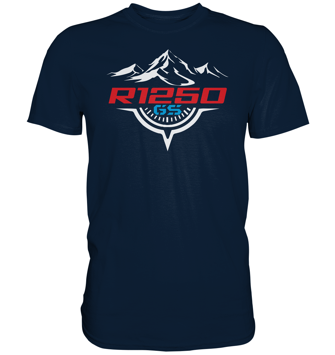 R1250GS mit Kompass und Bergen - Premium unisex Shirt