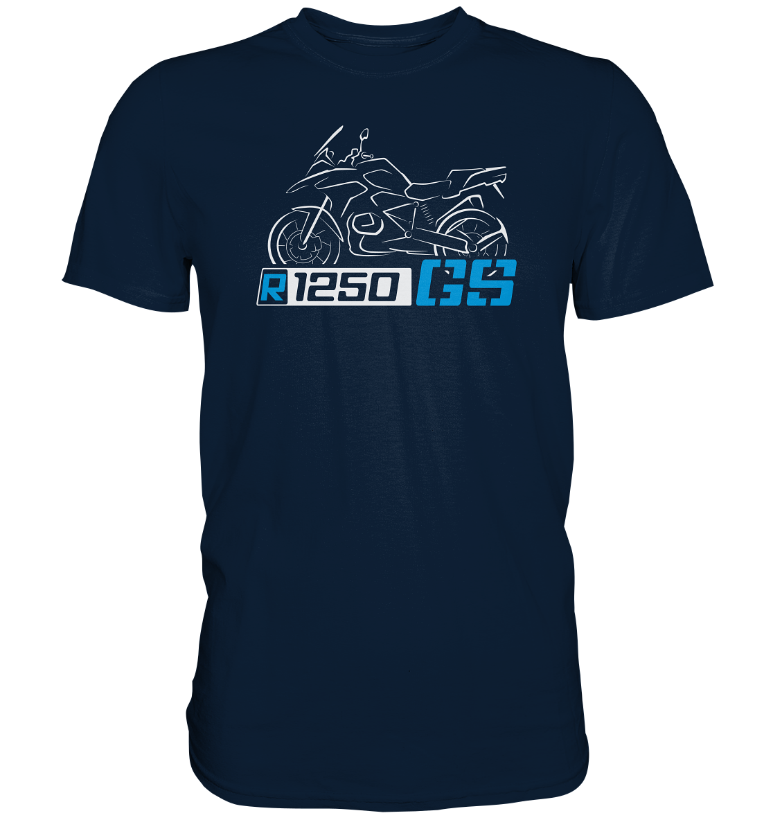 R1250GS mit Motorrad und Schriftzug - Premium unisex Shirt