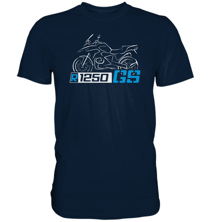 R1250GS mit Motorrad und Schriftzug - Premium unisex Shirt