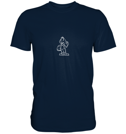 Motorradfahrer Cartoon Biky (weiß) - Premium Unisex Shirt - mehrere Farben