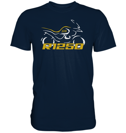 R1250GS stilisiertes Bike mit Schriftzug - Premium unisex Shirt