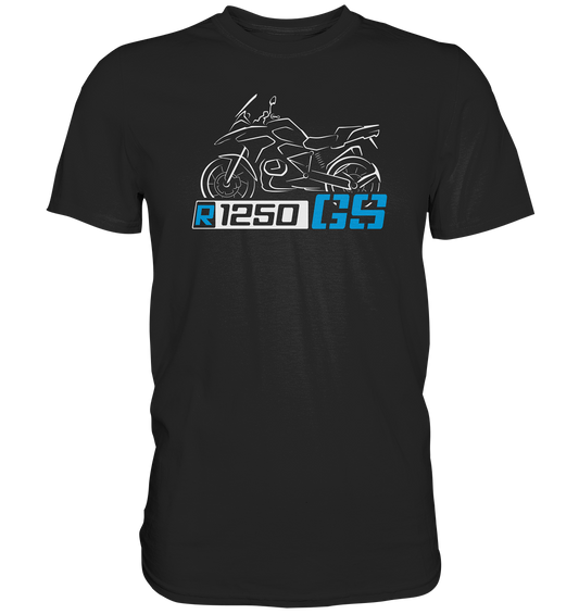 R1250GS mit Motorrad und Schriftzug - Premium unisex Shirt