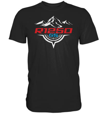 R1250GS mit Kompass und Bergen - Premium unisex Shirt