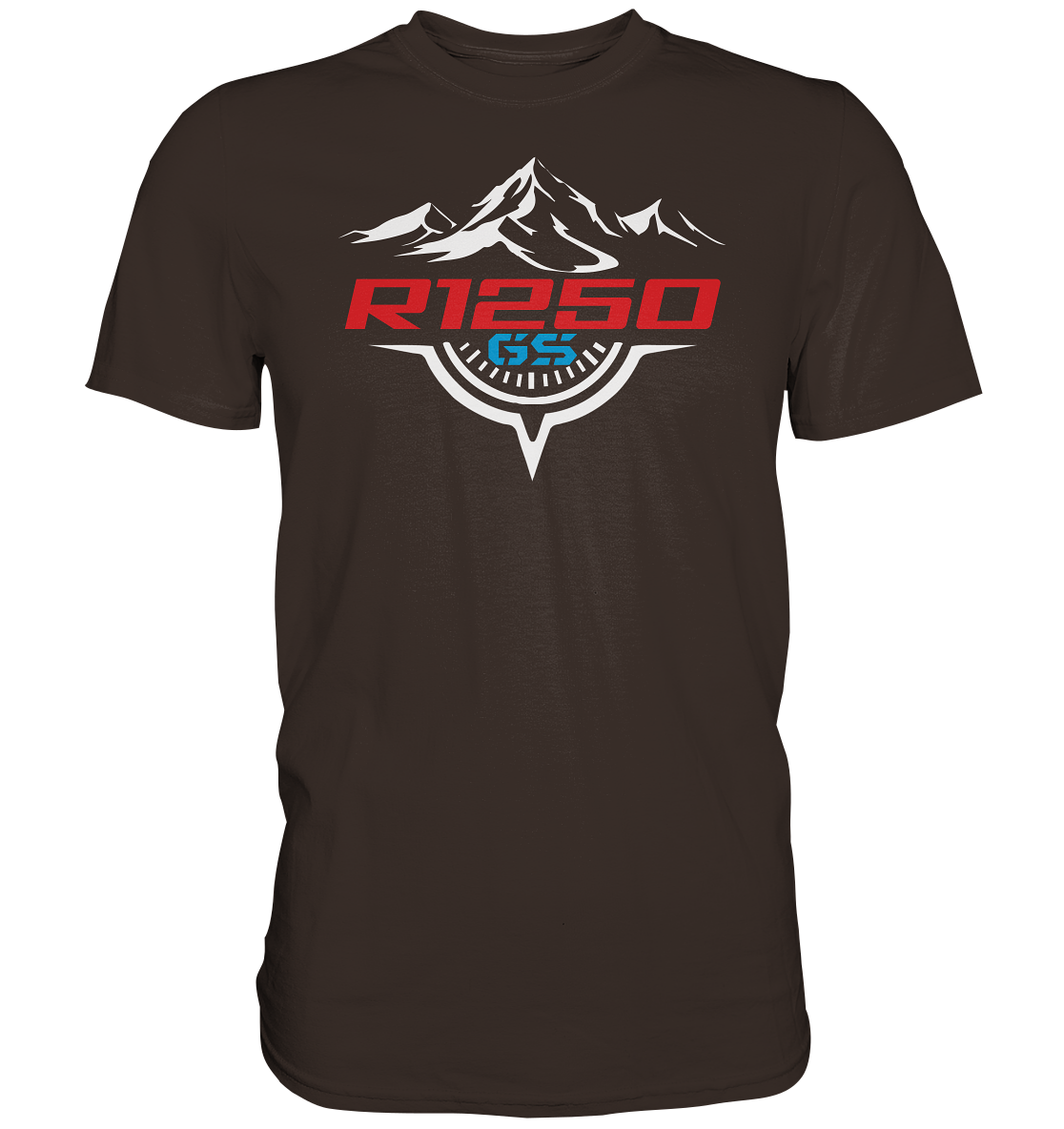 R1250GS mit Kompass und Bergen - Premium unisex Shirt