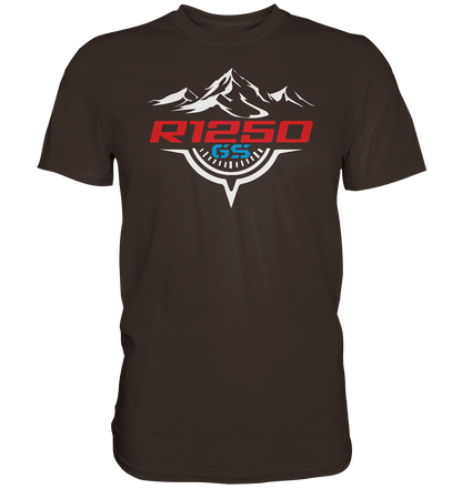 R1250GS mit Kompass und Bergen - Premium unisex Shirt
