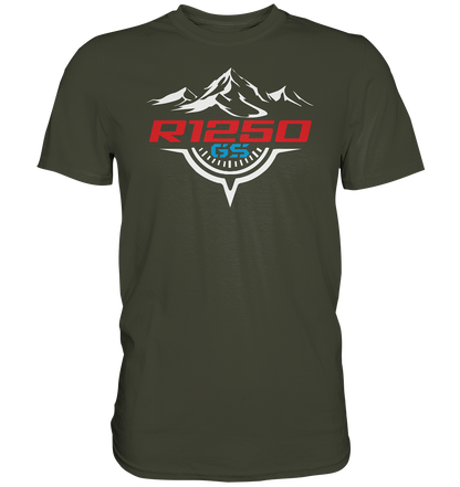 R1250GS mit Kompass und Bergen - Premium unisex Shirt