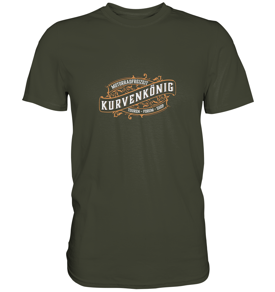 Kurvenkönig & Motorradfreizeit plakativer Schriftzug - Premium Unisex Shirt - mehrere Farben