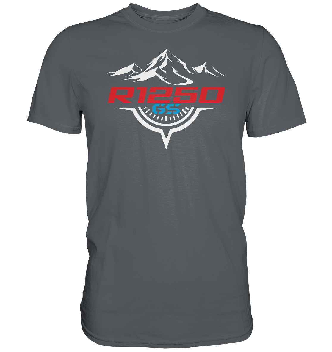 R1250GS mit Kompass und Bergen - Premium unisex Shirt