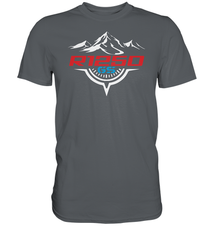 R1250GS mit Kompass und Bergen - Premium unisex Shirt