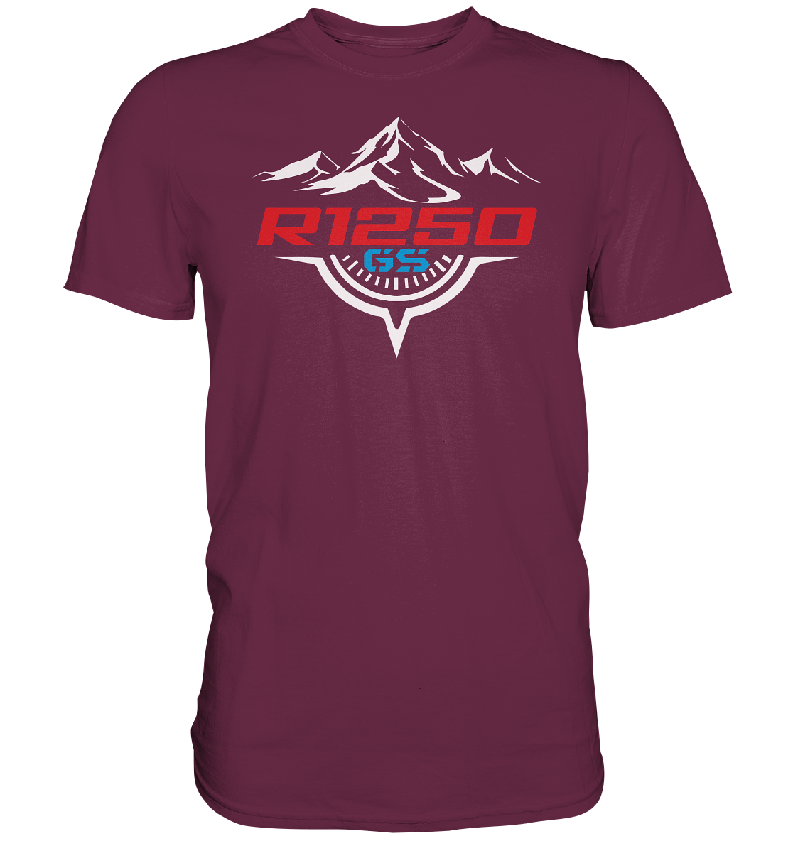 R1250GS mit Kompass und Bergen - Premium unisex Shirt