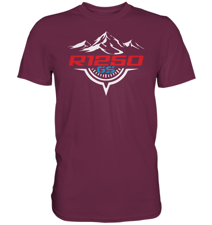 R1250GS mit Kompass und Bergen - Premium unisex Shirt