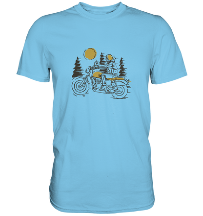 Motorradfahrer mit Landschaft stilisiert - Premium Unisex Shirt - mehrere Farben